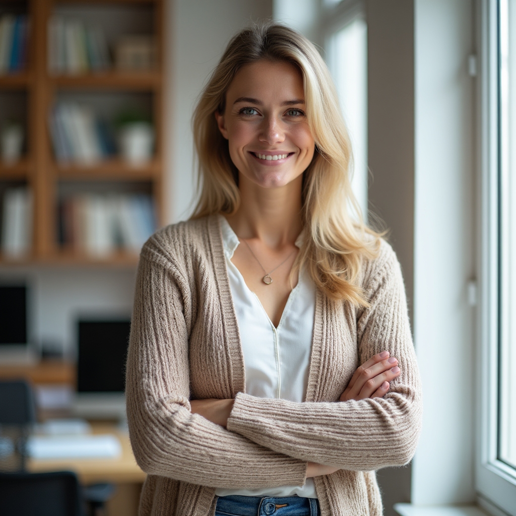 Portrait der Programmleitung von Future Fabric im Büro